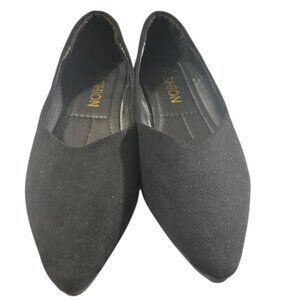 Fashion Black Suede Pointed Toe Slip on Shoes-Size 7.5 US-Flat Non- Heel